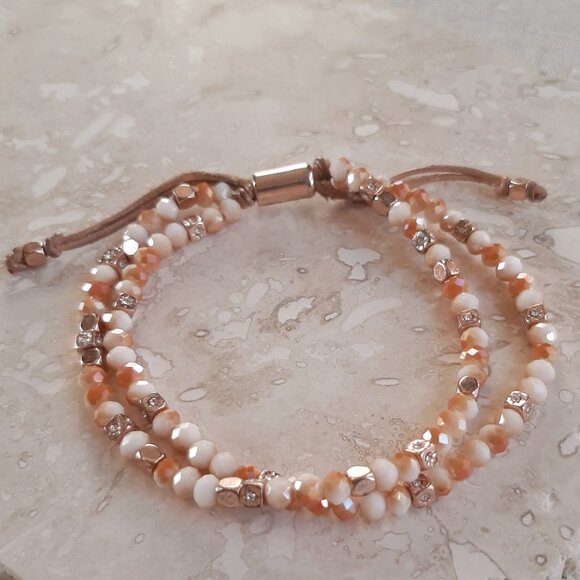 Fossil Delicate Peach & Cream Bead Bracelet - Picture 2 of 9